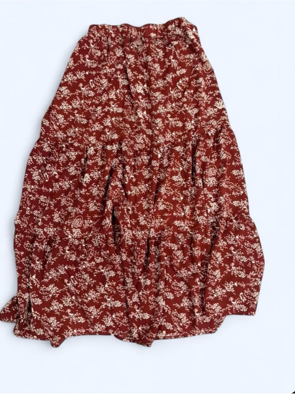 Women’s Rust Floral Tiered Midi Skirt